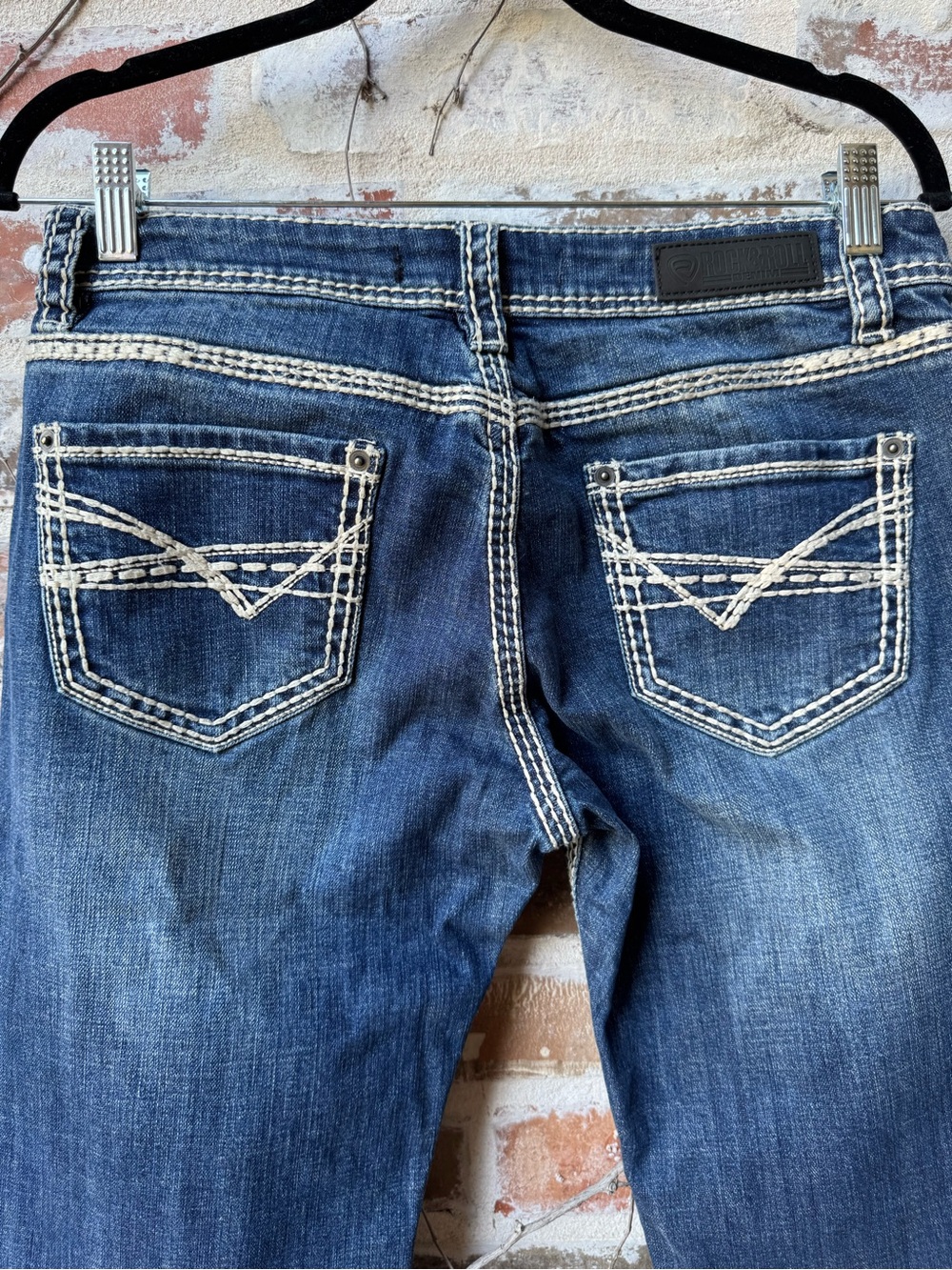 Rock & Roll Denim Mid Rise Riding Jeans Thick Stitch 29x36